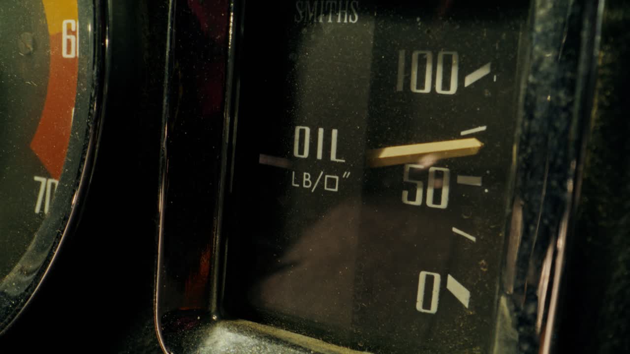 Close-up of a Car Oil Pressure Gauge