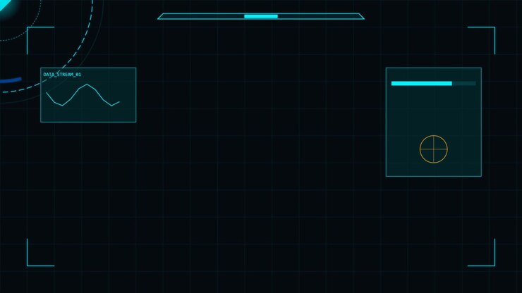 Futuristic Digital Heads-Up Display Interface with Data Graphs