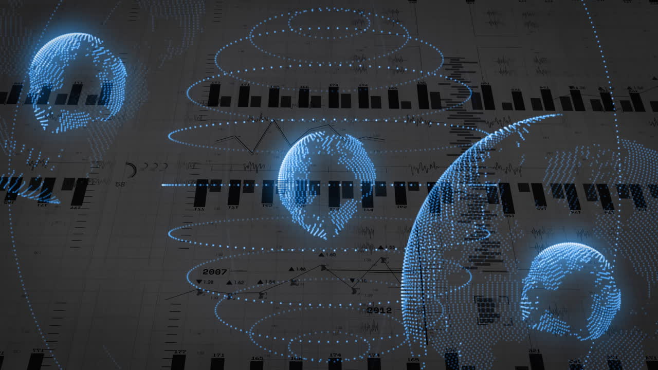 Animation of statistics and digital data processing over globes