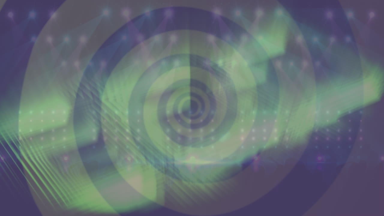 animación de líneas en espiral y verdes sobre luces escénicas