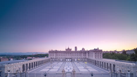 beautiful sunrise from the top of the almudena cathedral, madrid