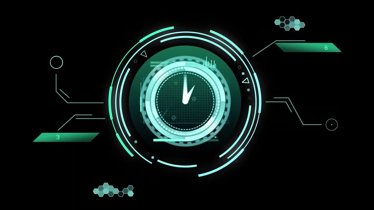 Animation of data processing over black background