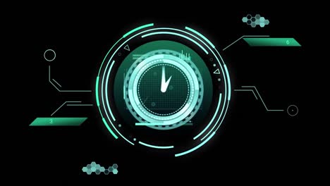 animación del procesamiento de datos sobre un fondo negro