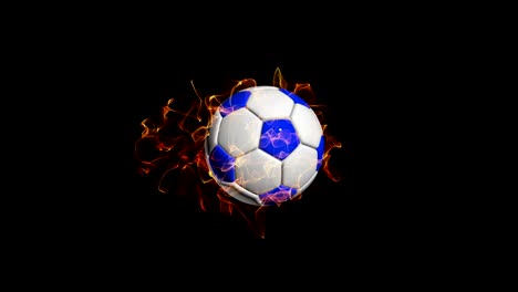 rotating soccer ball on a black background, video loop, with alpha channel