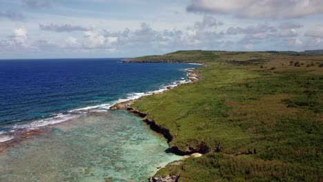 drone shot of coastline of tinian, northern mariana islands