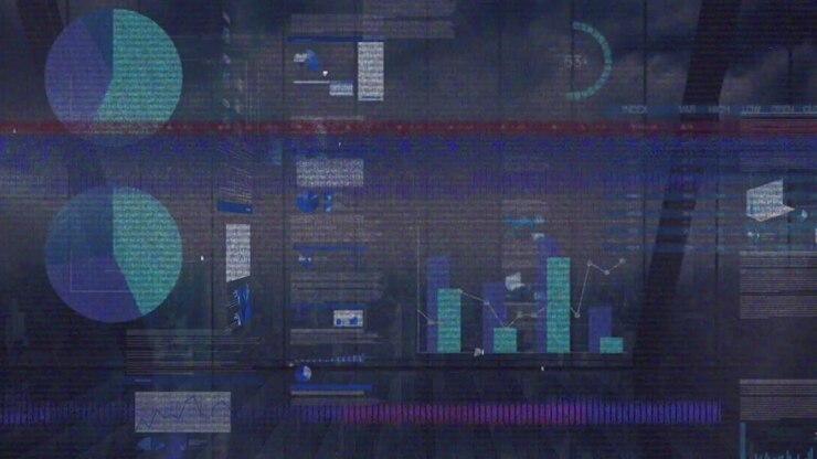 Animation af glitch over statistik og databehandling