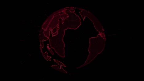 planet earth loopable - 4k abstract digital globe - global connections with connection points - futuristic hi-tech planet loop - connected earth - technology network and digital earth 4k - red color