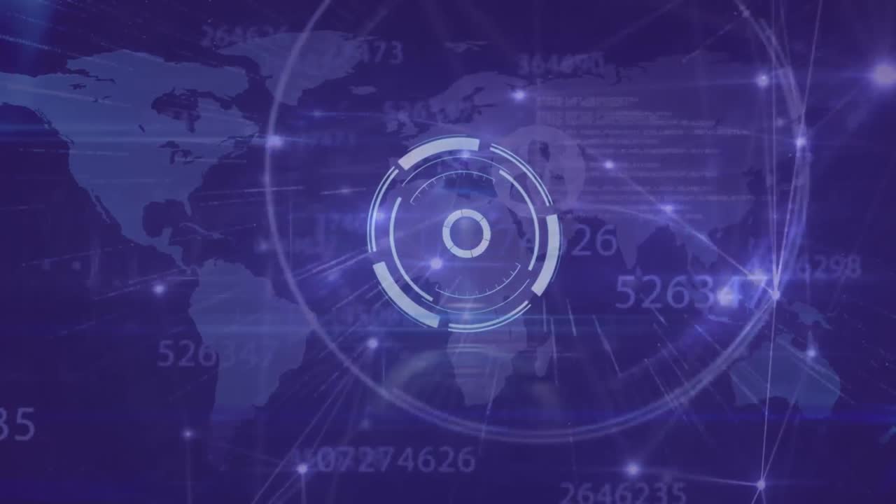 animación de bloqueo seguro sobre la red de conexiones sobre fondo púrpura