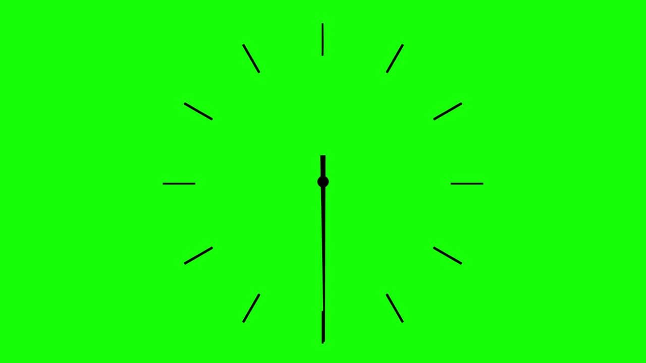4k 시계 회전, 녹색 화면에서 애니메이션을 보십시오.