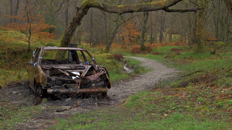 a burned car wreck