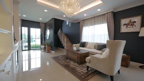 elegance home living area decoration with chandelier