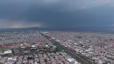 Thunderstorm with rain over northern Ecatepec, captured by drone film