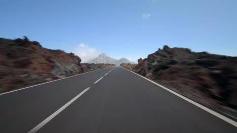 driving a car with attached action cam in teide national park tenerife