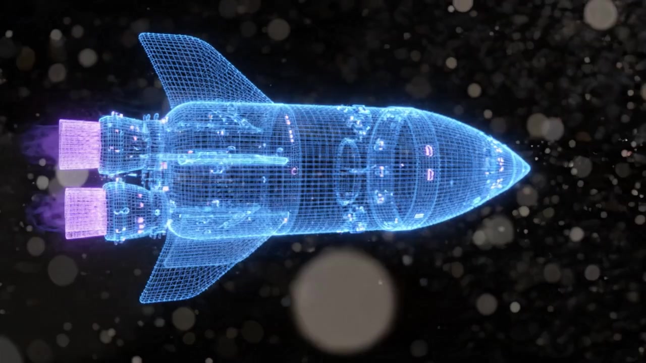 A Stunning Digital Visualization of a Futuristic Rocket Concept Displayed Against a Dark Background, Highlighting Its Intricate Design and Advanced Technology