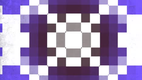 pixelated blue and white pattern with black square center