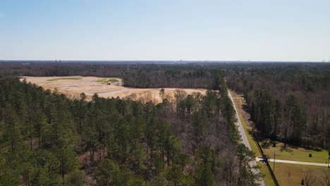 land cleared of forestry for real estate countryside of north carolina aerial