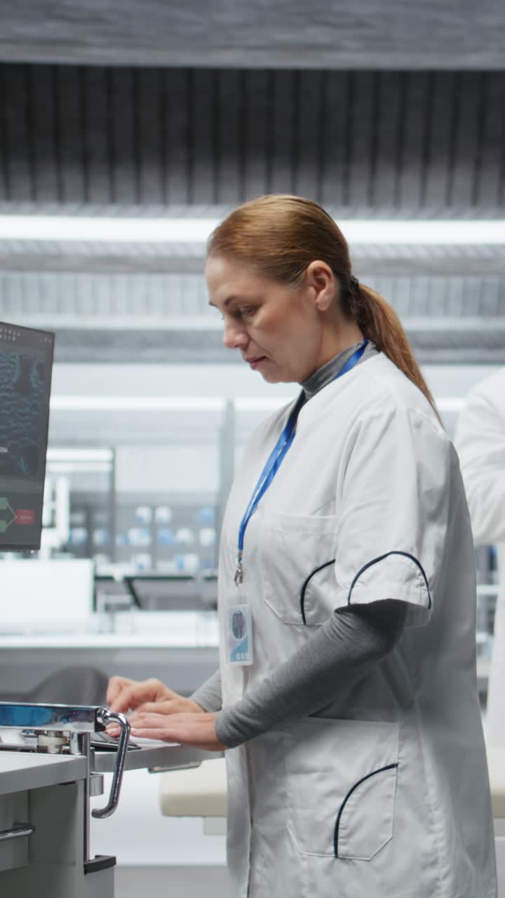 Vertical Video Female doctor checks blood samples from patient during clinical trial