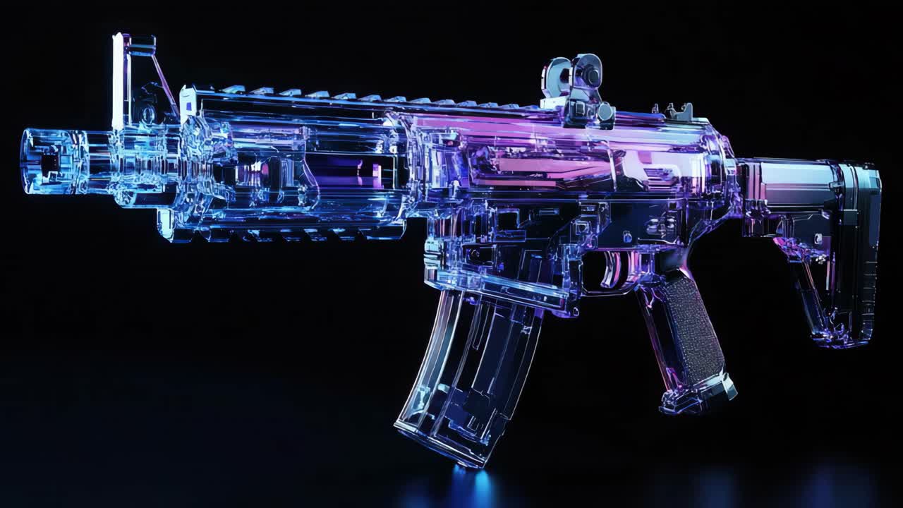 Transparent Neon Gun 3D Model