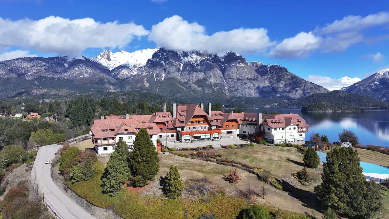 Llao Llao Hotel At Bariloche In Rio Negro Argentina. Snow Capped Mountain. Chico Circuit. Bariloche Argentina. Winter Travel. Llao Llao Hotel At Bariloche In Rio Negro Argentina.