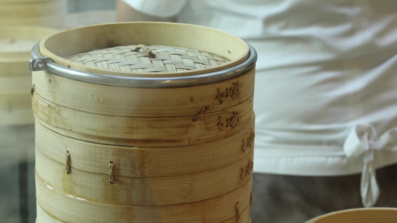 Close up of chicken momo dumpling on a plate