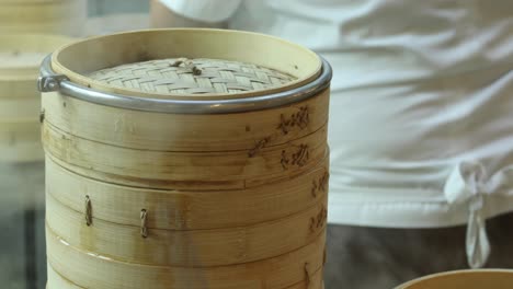 close up of chicken momo dumpling on a plate