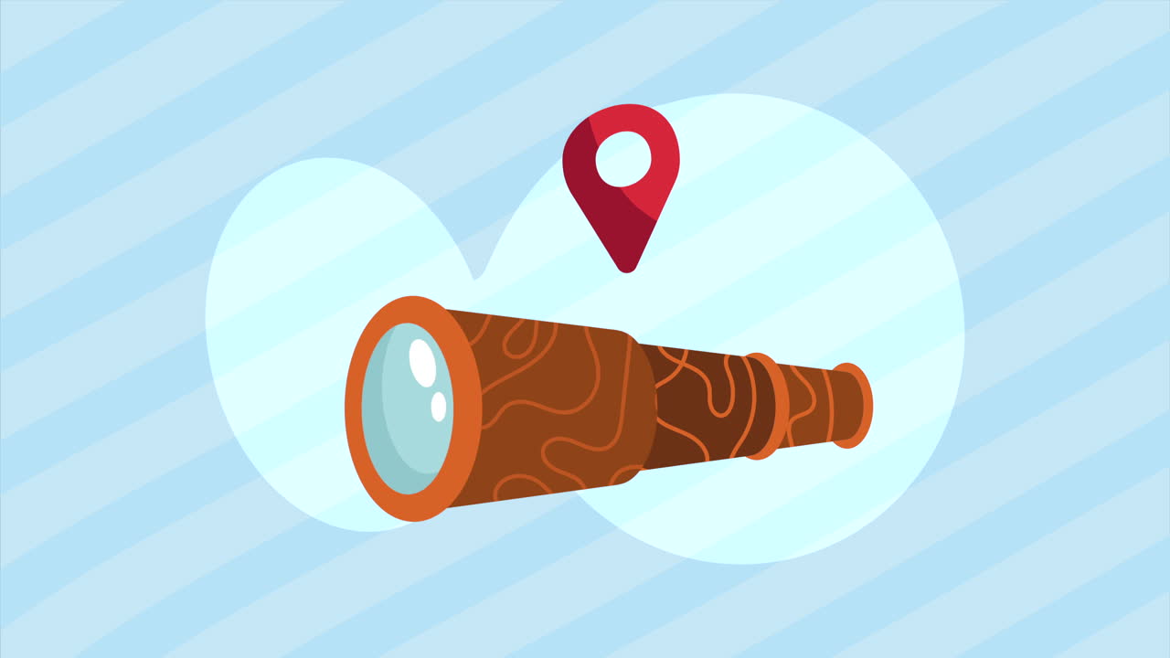 herramienta de dispositivo de telescopio con animación de la ubicación del alfiler