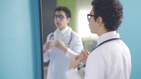 happy smiling boy in doctor suit and stethoscope.