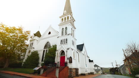 panoramic view of a local church in lunenburg, nova scotia, canada.
