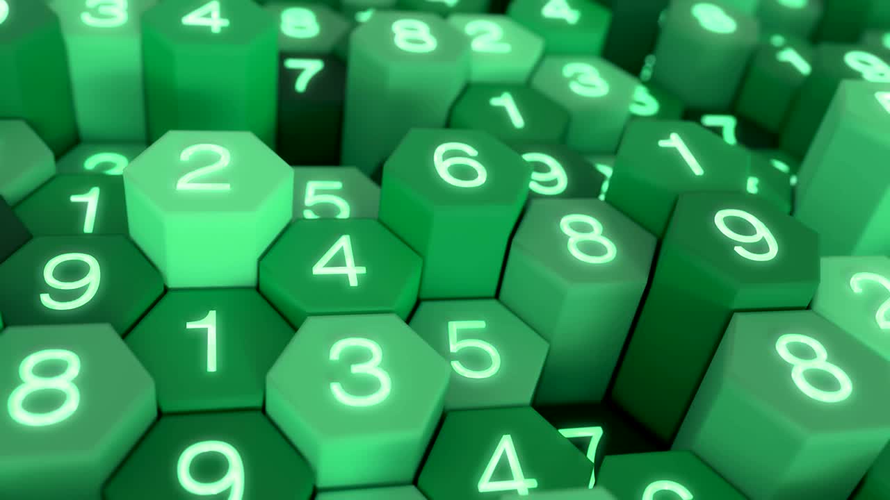 4K Abstract Honeycomb Grid With Random Numbers.