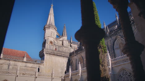 monastery of batalha claustro d joao scenic view through the windows to the outside of the monastery