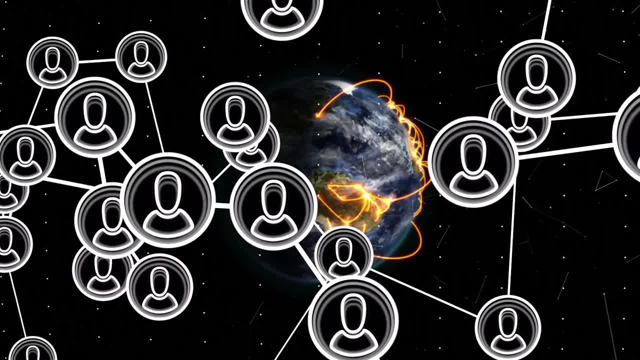 지구와 연결 네트워크의 애니메이션