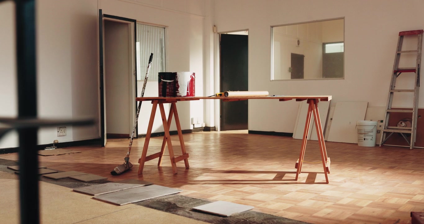 Work Table in a Room Under Renovation