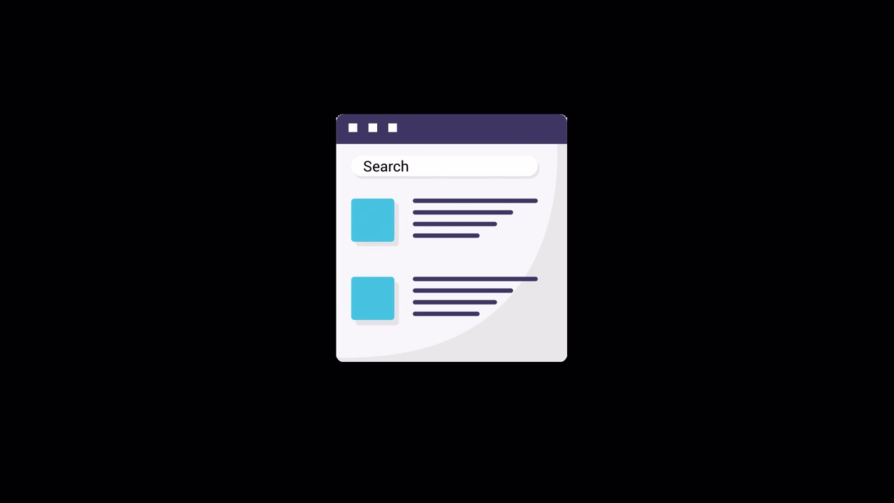 Animated Web Browser Interface with Search Bar and Content