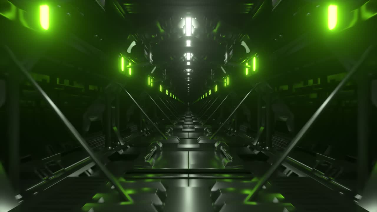 Futuristico tunnel al neon verde