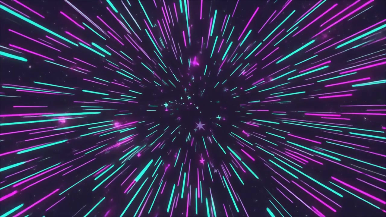 Abstract Hyperspace Warp Speed Effect with Neon Light Streaks