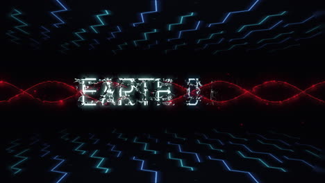 earth day with waves and lines hud elements on digital screen