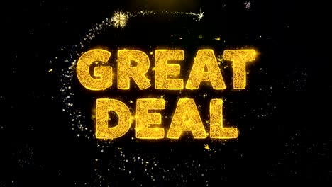 great deal text on gold particles fireworks display.