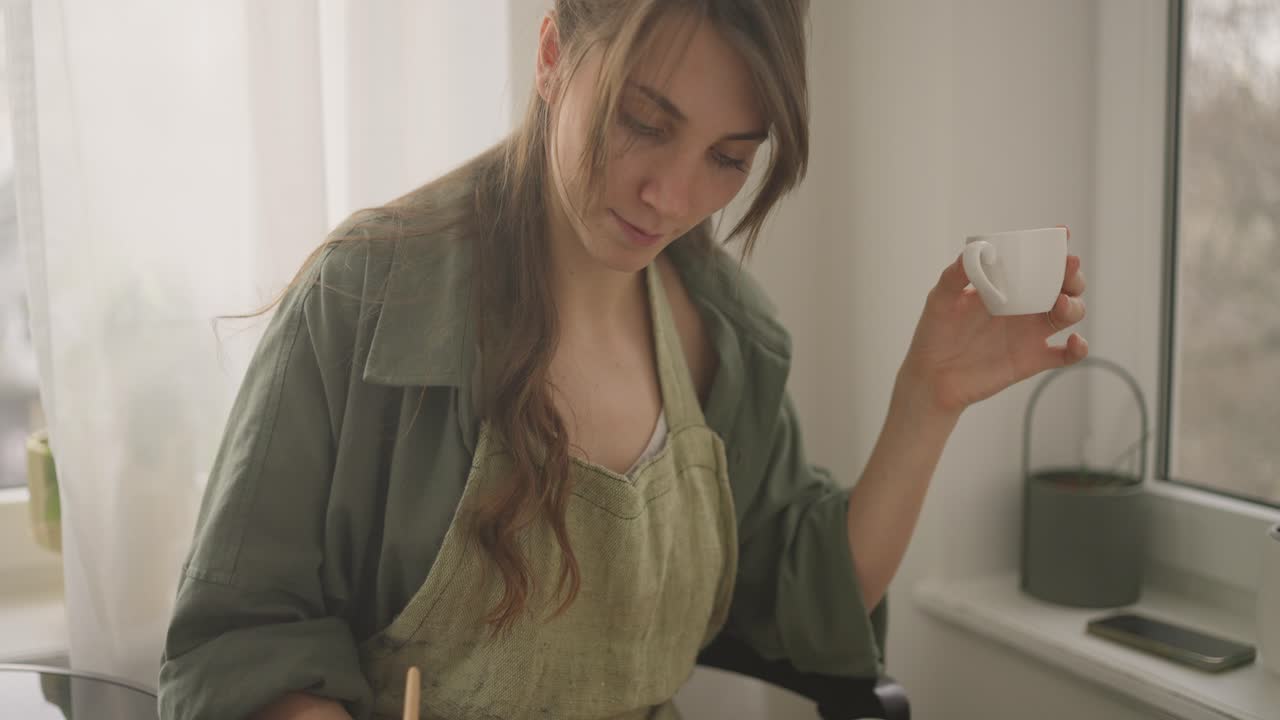 Woman Artist Working at Home