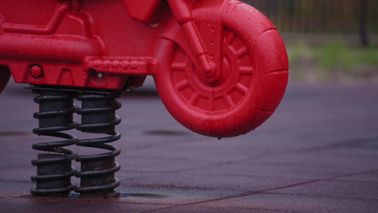 Red toy on children's playground