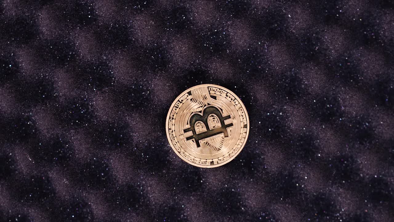 Bitcoin Coin - Gold-Plated Bitcoin Collectible Coin. - high angle shot
