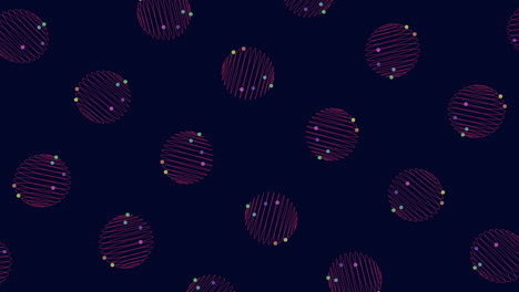 circular pattern with colorful circles and lines on dark blue background