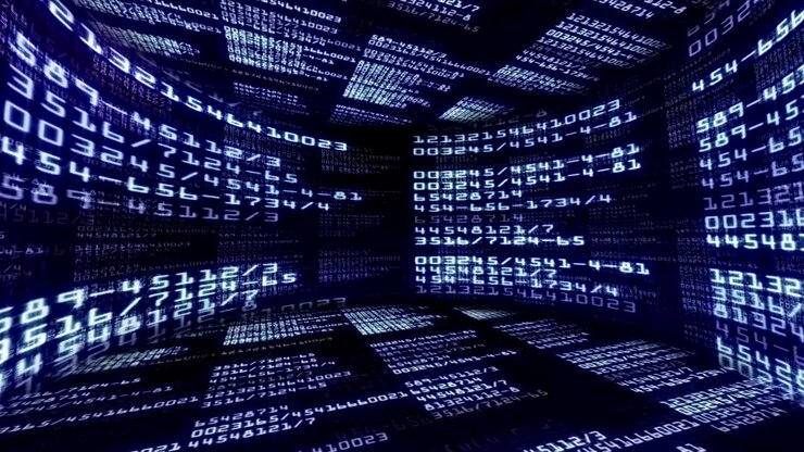 Numbers Code Room, Technology Concept, Rendering, Animation, Background, Loop