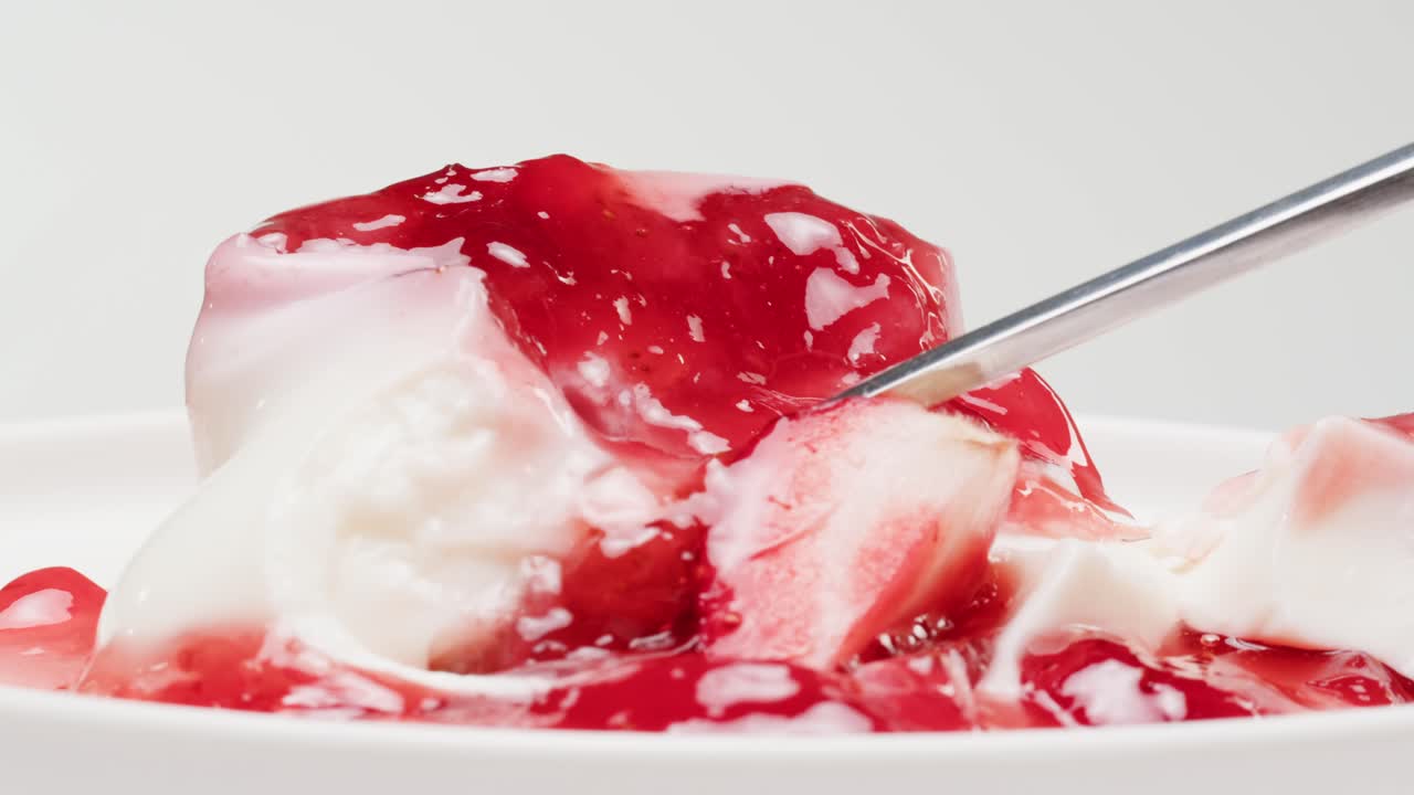 Strawberry Yogurt Dessert with Spoon