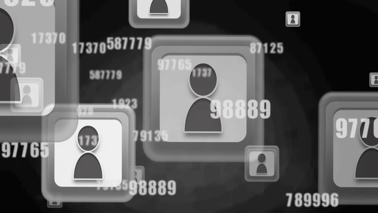 Animation of media icons over data processing