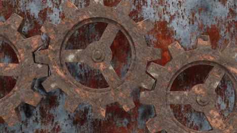 rusty gears. 3d animation with 4k resolution.