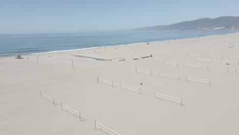 drone shot of santa monica beach and the pacific ocean