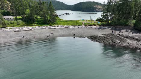 Aerial-shot-pulling-away-from-the-Rosario-beach-shoreline-to-reveal-the-magnitude-of-the-Deception-Pass-water-ways