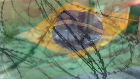 Stacheldraht-Gegen-Die-Brasilianische-Flagge