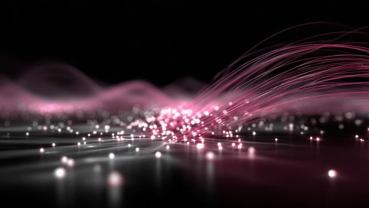 A Stunning Visualization of Abstract Flowing Particles with Radiant Light Effects in Shades of Pink, Creating a Dynamic and Enigmatic Aesthetic Experience