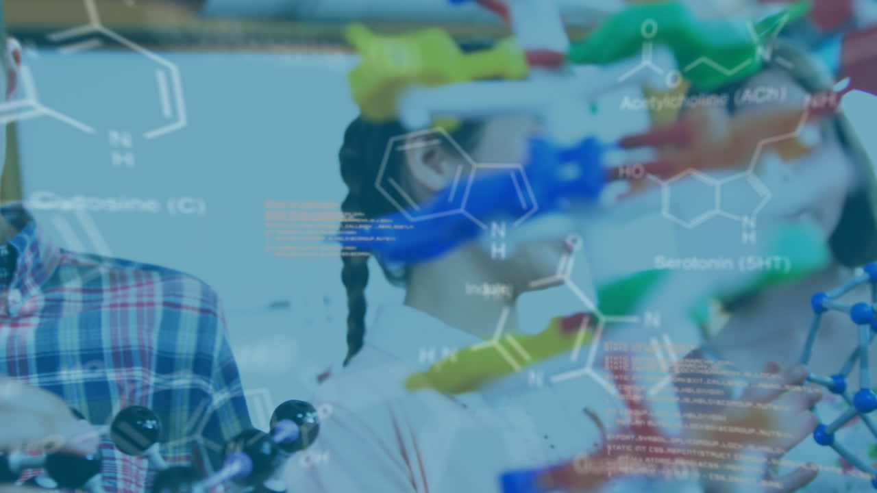 animación del procesamiento de datos sobre escolares caucásicos en el laboratorio